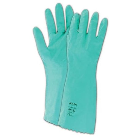 Mapa Chemical Resistant Gloves, Green, 10, 12 PK 381410
